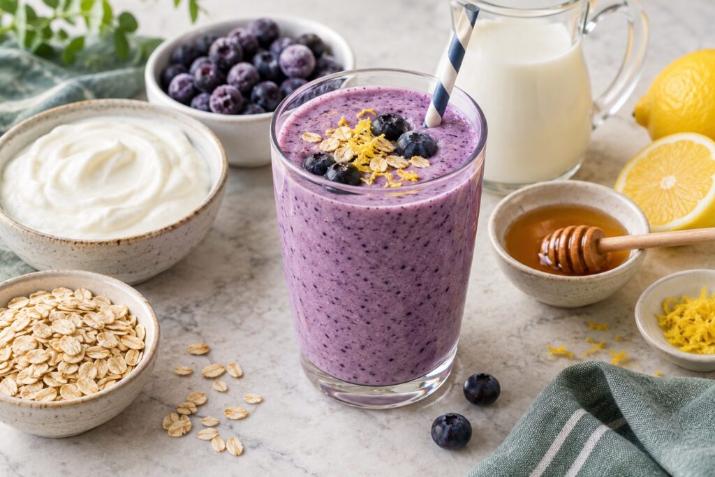 Blueberry Lemon Greek Yogurt Breakfast Smoothie