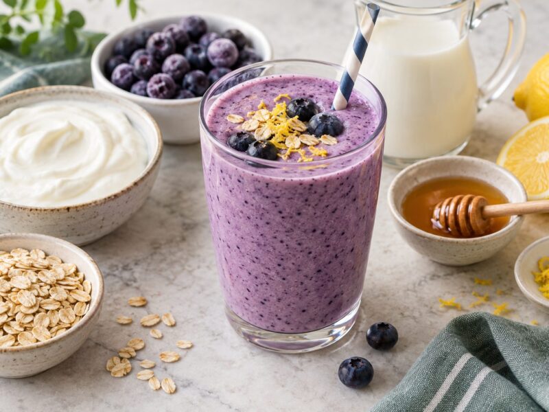 Blueberry Lemon Greek Yogurt Breakfast Smoothie