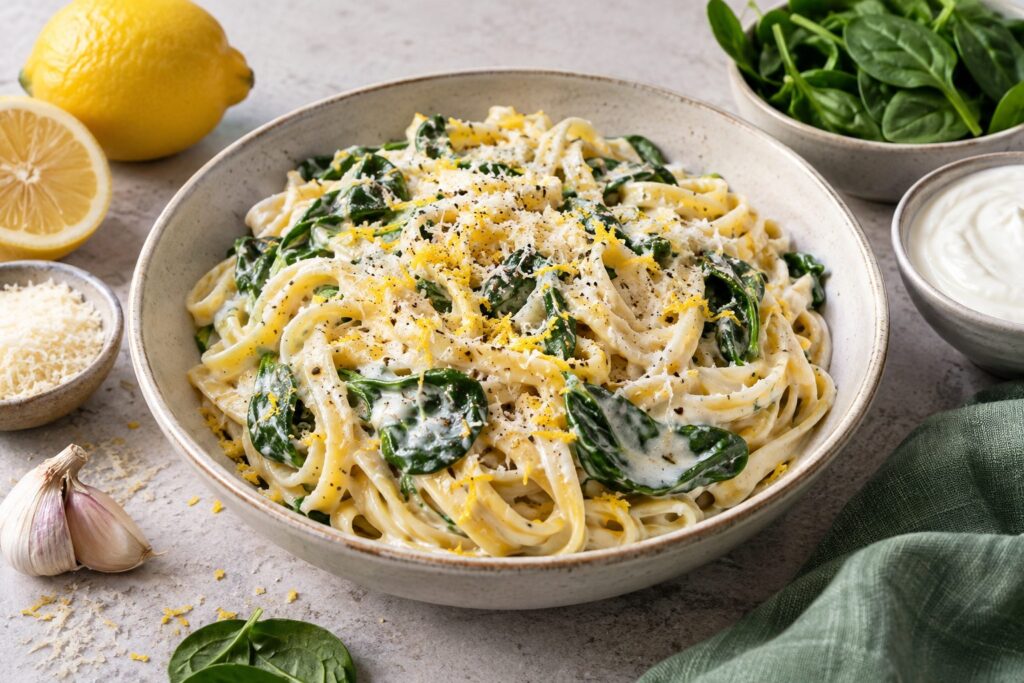 Creamy Lemon Greek Yogurt Pasta