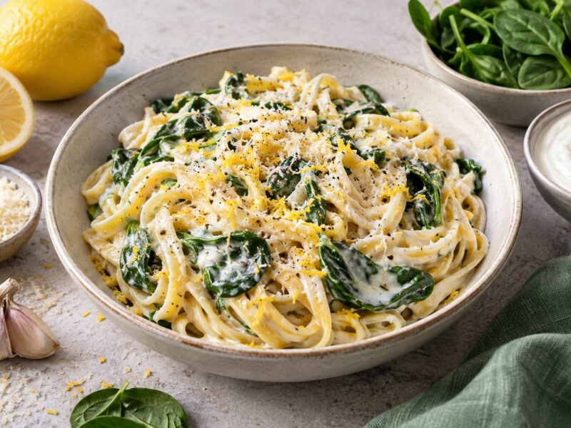 Creamy Lemon Greek Yogurt Pasta