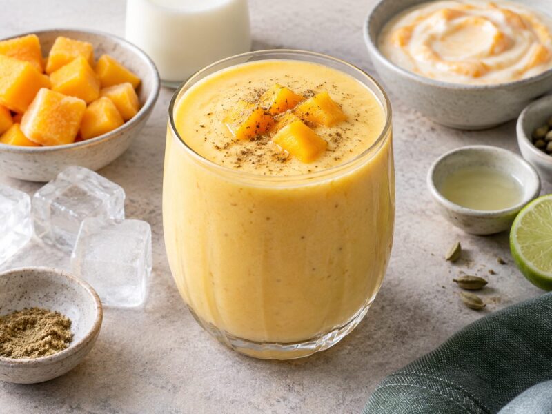 Mango Cardamom Greek Yogurt Lassi